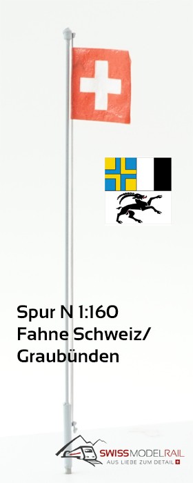 Graubünden Fahne mit Mast Spur N 1:160 Neuheit 2026