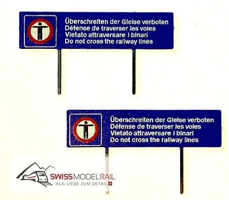 Überschreiten der Gleise verboten (2 Stück, H0) DE/FR/IT/EN