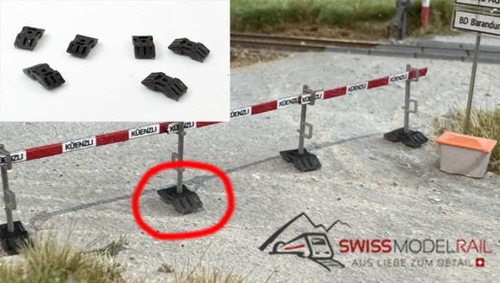 Bakenfuss / Betonsockel für Schrankenlatten H0 Neuheit 2026 (6er Set)
