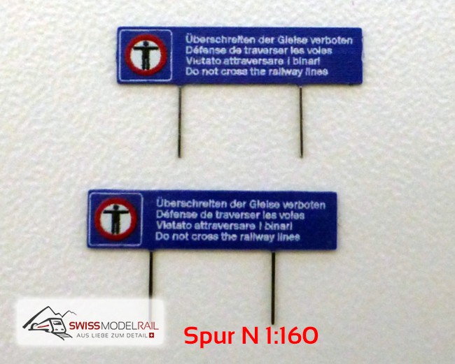 Überschreiten der Gleise verboten DE/FR/IT/EN (2 Stück, Spur N) Neuheit 2021