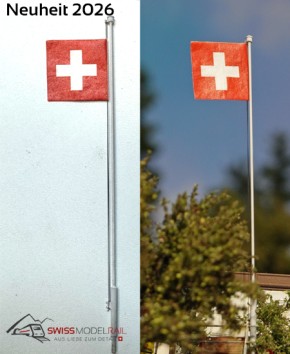 Graubündner Fahne mit Mast H0 Neuheit 2026