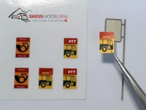 Postauto Haltestelle Alte Ausführung (PTT, Die Post) mit Klebebogen H0 (Neuheit 2026)
